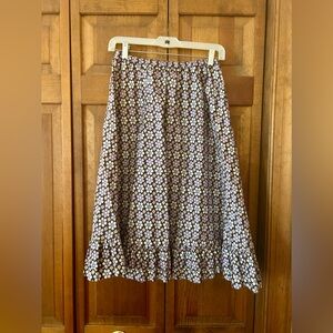 Gymboree Girl’s Sz 12 Brown and Purple Floral 100% Cotton Boho Ruffled Skirt